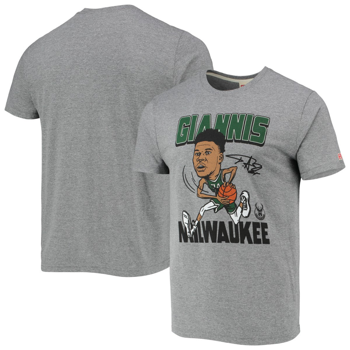 NBA Giannis Antetokounmpo Milwaukee Bucks Homage Caricature Tri-Blend T-Shirt