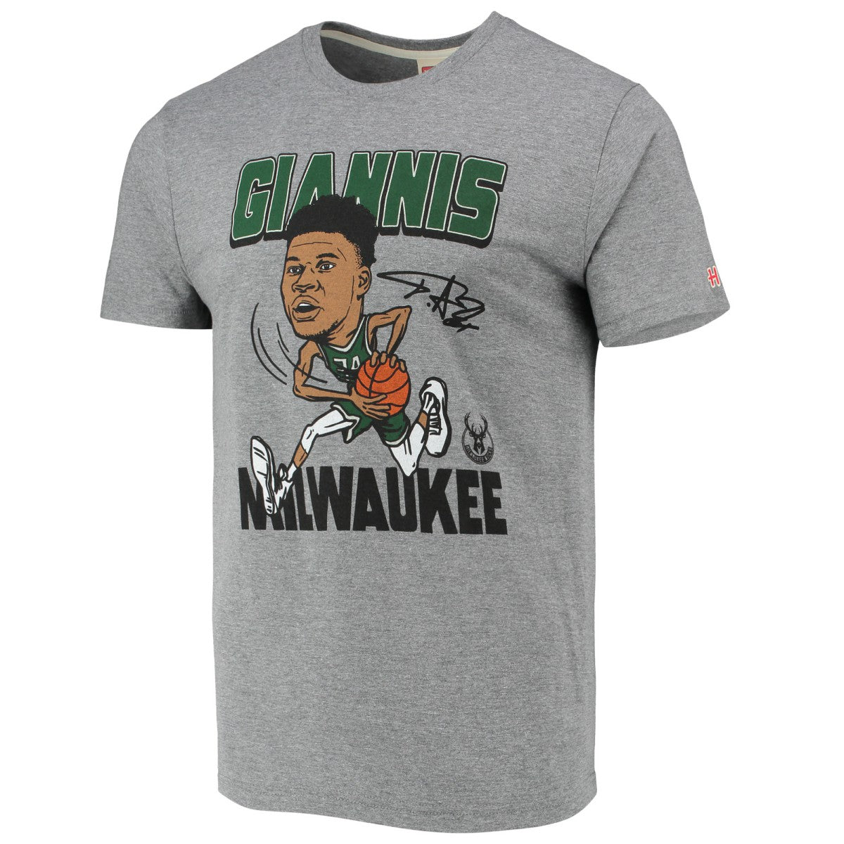 NBA Giannis Antetokounmpo Milwaukee Bucks Homage Caricature Tri-Blend T-Shirt