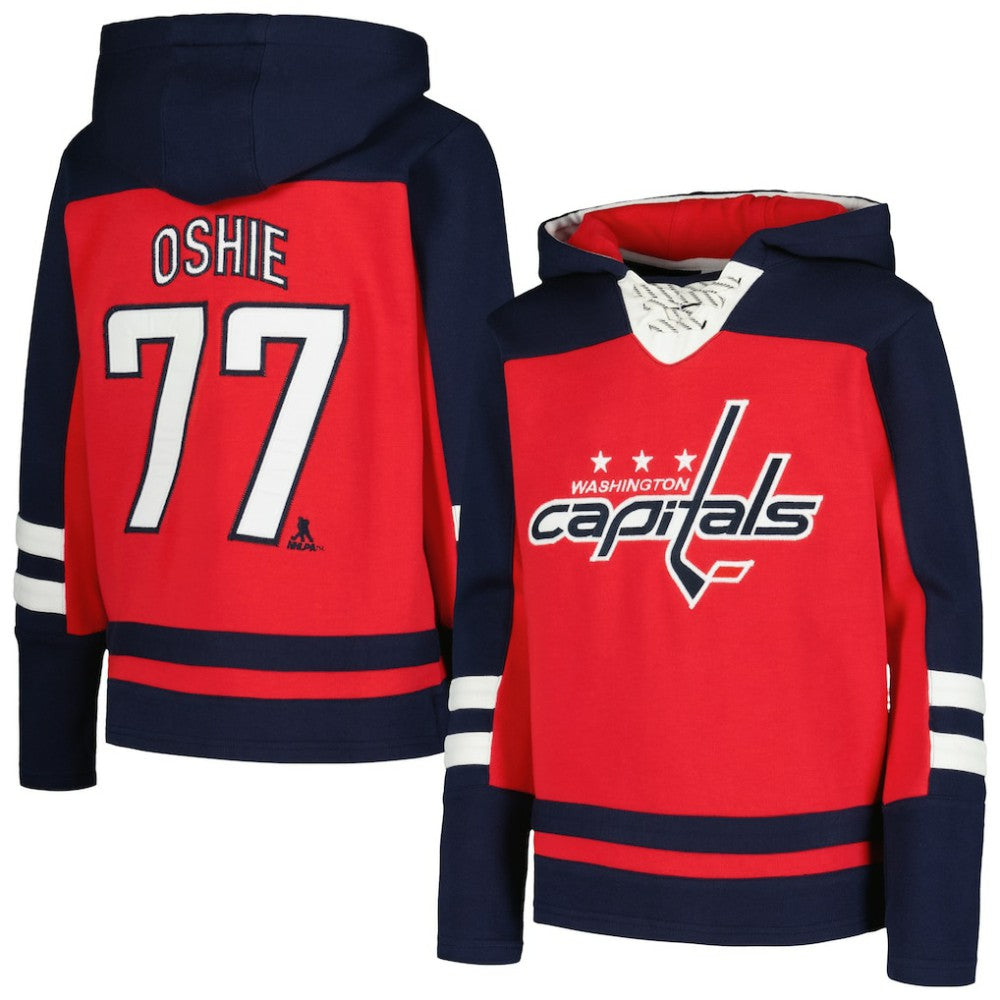 NHL Red TJ Oshie Washington Capitals Youth Ageless Must-Have V-Neck Name & Number Pullover Hoodie