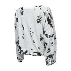 NBA Brooklyn Nets Majestic Threads Women's Aquarius Tie-Dye Cropped V-Neck Long Sleeve T-Shirt