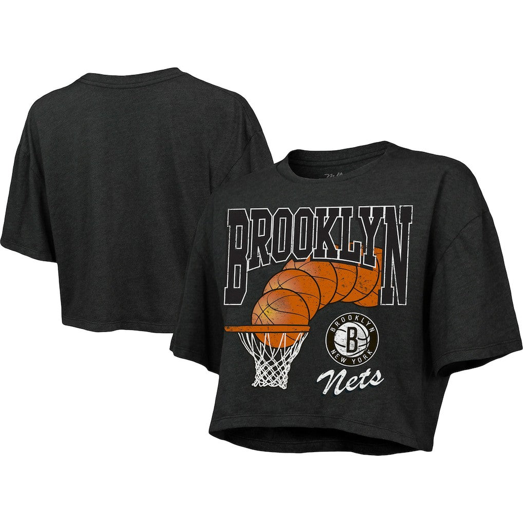 NBA Brooklyn Nets Majestic Threads Women's Bank Shot Cropped T-Shirt