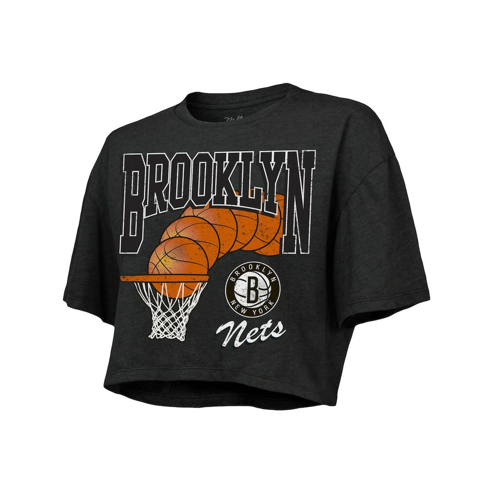 NBA Brooklyn Nets Majestic Threads Women's Bank Shot Cropped T-Shirt