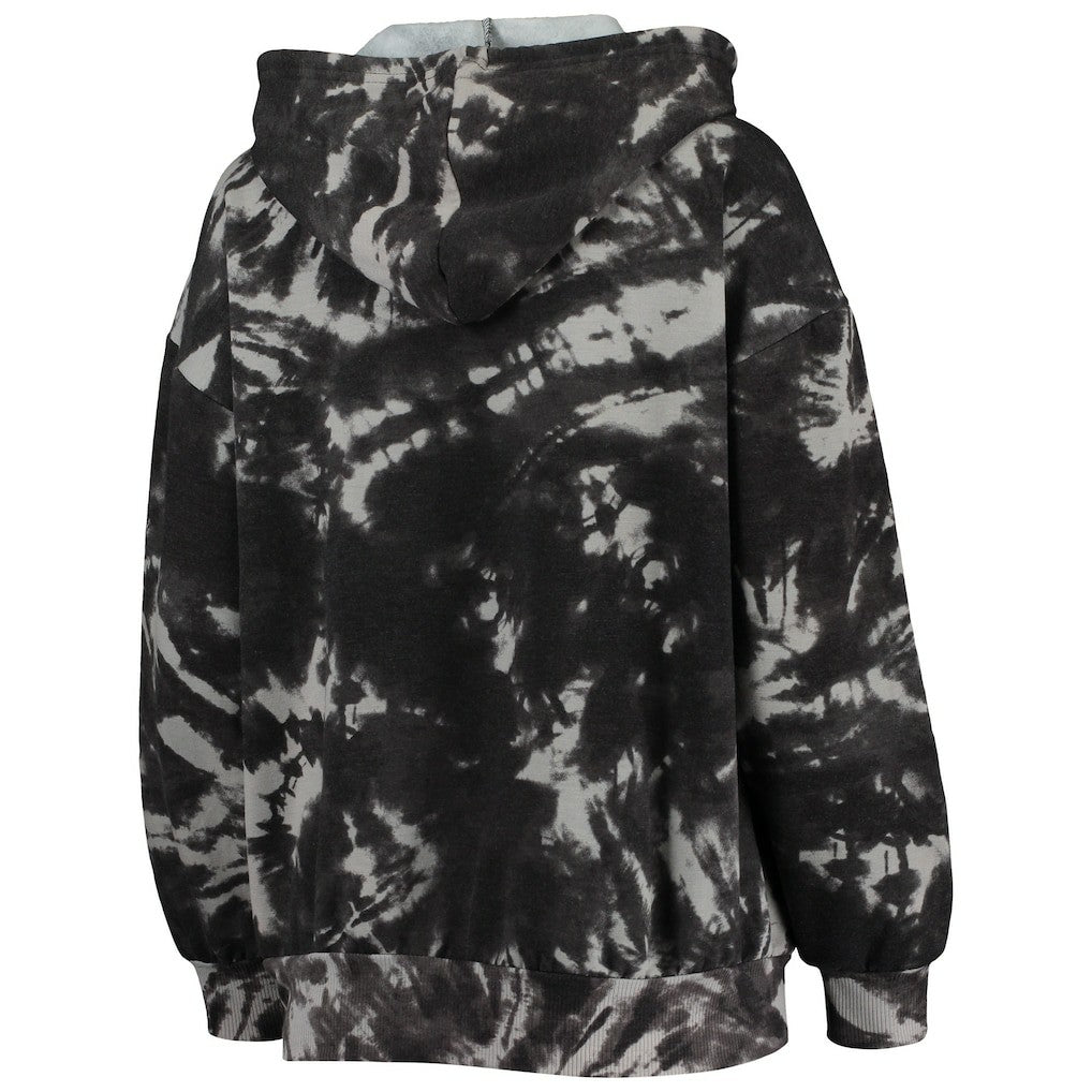 NBA Chicago Bulls Majestic Threads Women's Burble Tie-Dye Tri-Blend Pullover Hoodie