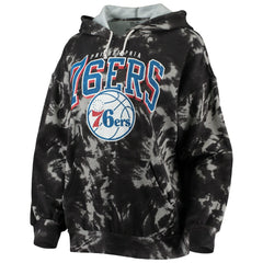 NBA Philadelphia 76ers Majestic Threads Women's Burble Tie-Dye Tri-Blend Pullover Hoodie