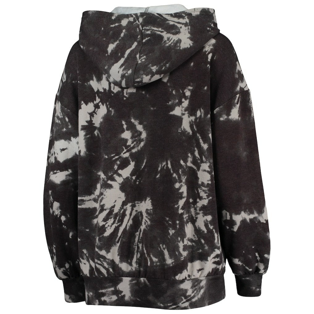 NBA Brooklyn Nets Majestic Threads Women's Burble Tie-Dye Tri-Blend Pullover Hoodie
