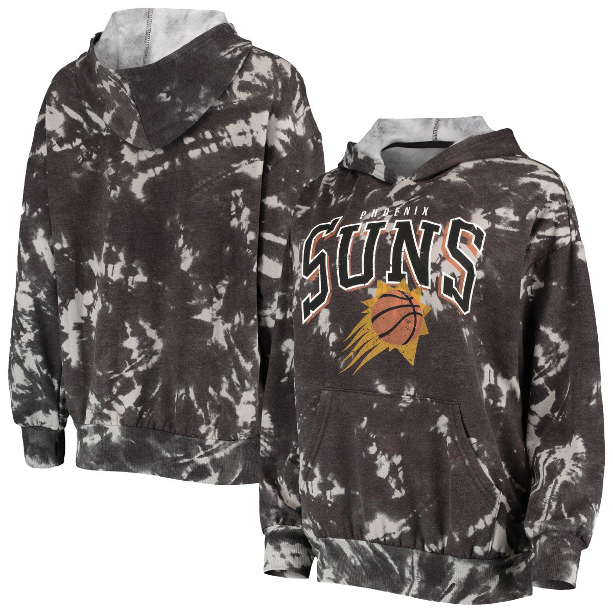 NBA Phoenix Suns Majestic Threads Women's Burble Tie-Dye Tri-Blend Pullover Hoodie