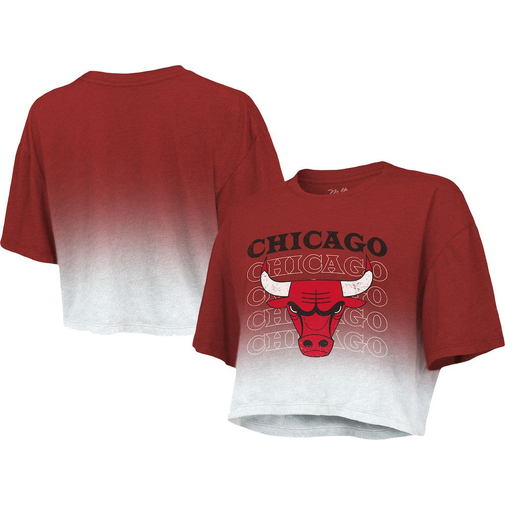 NBA Chicago Bulls Majestic Threads Women's Repeat Dip-Dye Cropped T-Shirt sale