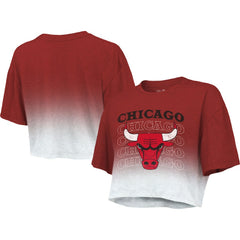 NBA Chicago Bulls Majestic Threads Women's Repeat Dip-Dye Cropped T-Shirt sale