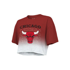 NBA Chicago Bulls Majestic Threads Women's Repeat Dip-Dye Cropped T-Shirt sale