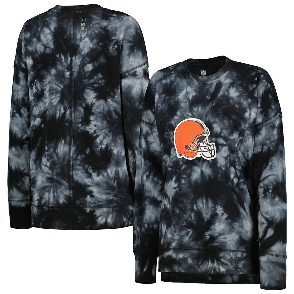 MSX by Michael Strahan Women's Bailey Tie-Dye Tri-Blend Pullover Sweatshirt - Cleveland Browns
