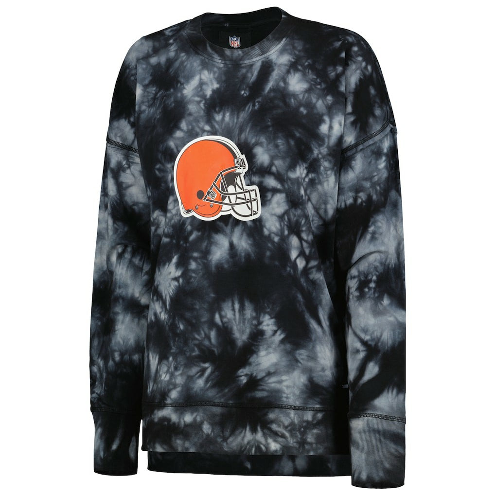 MSX by Michael Strahan Women's Bailey Tie-Dye Tri-Blend Pullover Sweatshirt - Cleveland Browns