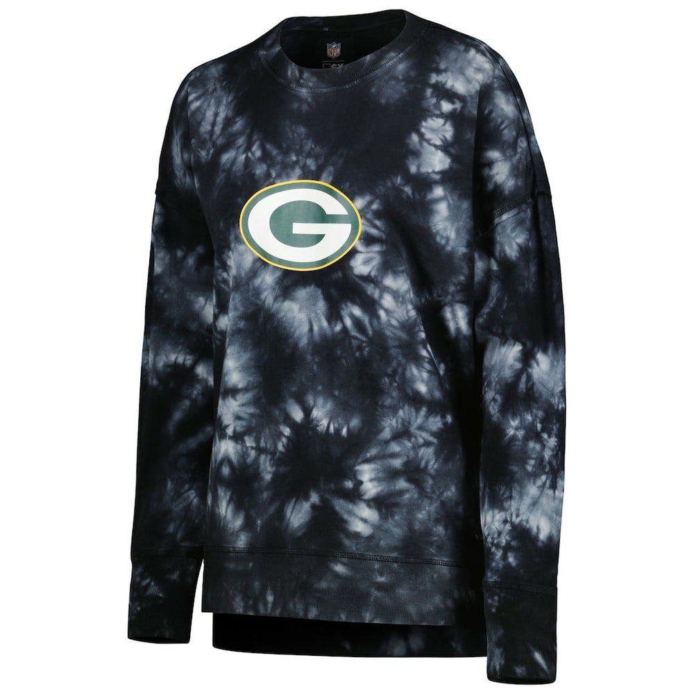 MSX by Michael Strahan Women's Bailey Tie-Dye Tri-Blend Pullover Sweatshirt - Green Bay Packers
