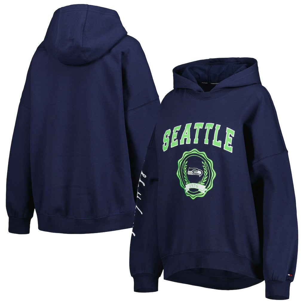 Tommy Hilfiger Women's Becca Drop Shoulder Pullover Hoodie - Seattle Seahawks