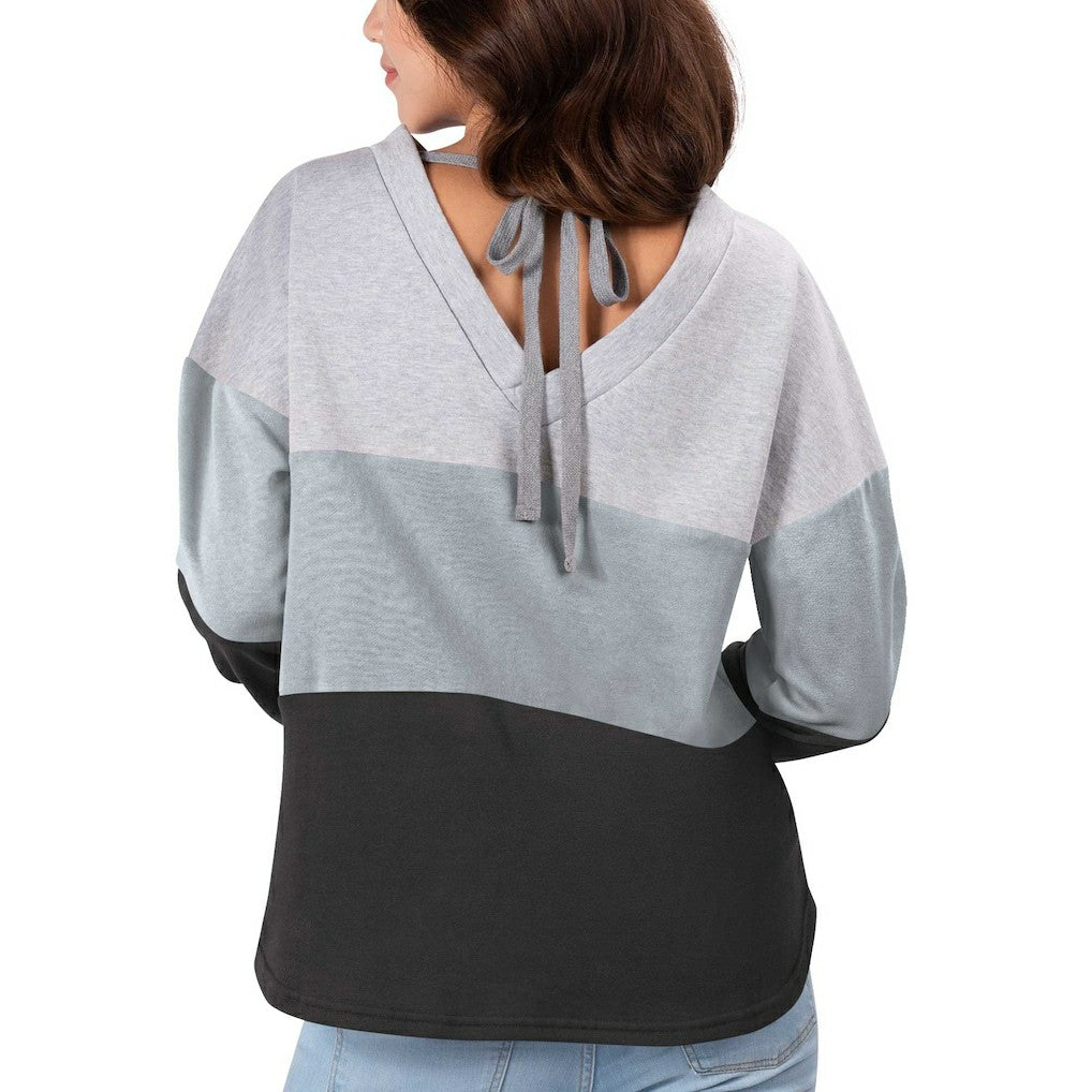 Touch Women's Outfield Deep V-Back Waist Length Pullover Sweatshirt - Las Vegas Raiders