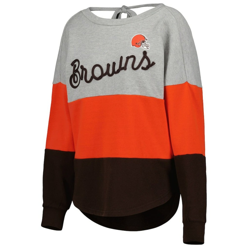 Touch Women's Outfield Deep V-Back Waist Length Pullover Sweatshirt - Cleveland Browns