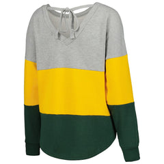 Touch Women's Outfield Deep V-Back Waist Length Pullover Sweatshirt - Green Bay Packers