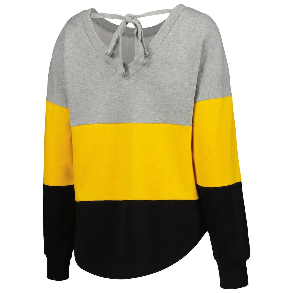 Touch Women's Outfield Deep V-Back Waist Length Pullover Sweatshirt - Pittsburgh Steelers