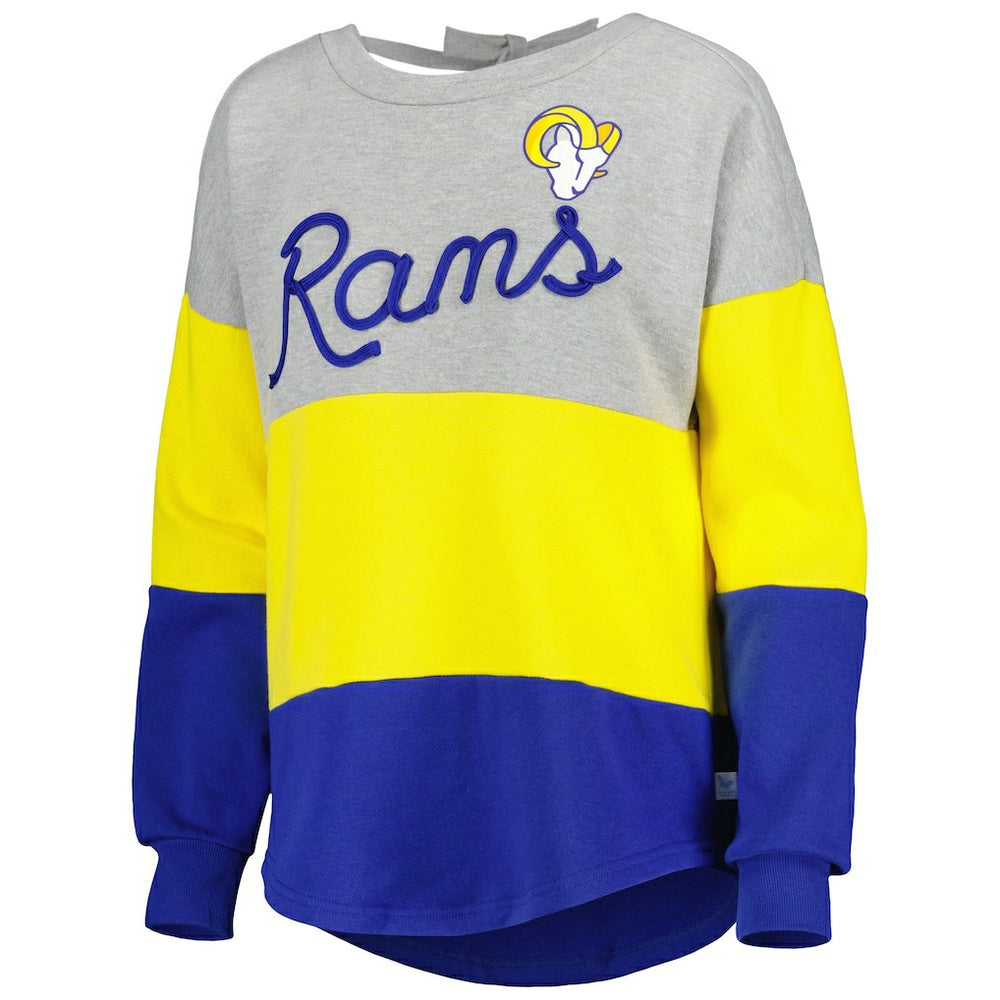 Touch Women's Outfield Deep V-Back Waist Length Pullover Sweatshirt - Los Angeles Rams