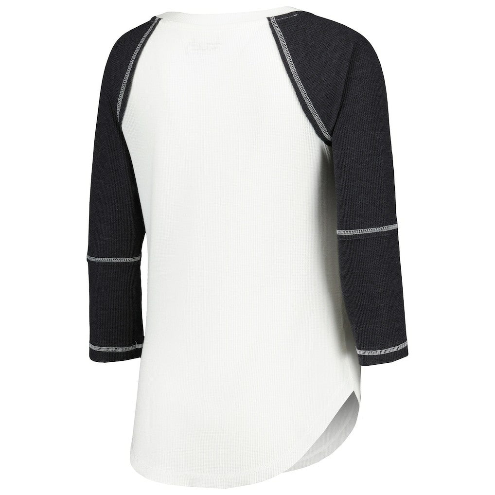 Touch Women's Rebel Raglan Tri-Blend 3/4-Sleeve Lace-Up V-Neck T-Shirt - Las Vegas Raiders