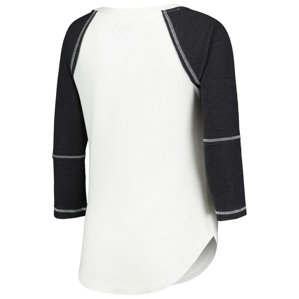 Touch Women's Rebel Raglan Tri-Blend 3/4-Sleeve Lace-Up V-Neck T-Shirt - Las Vegas Raiders