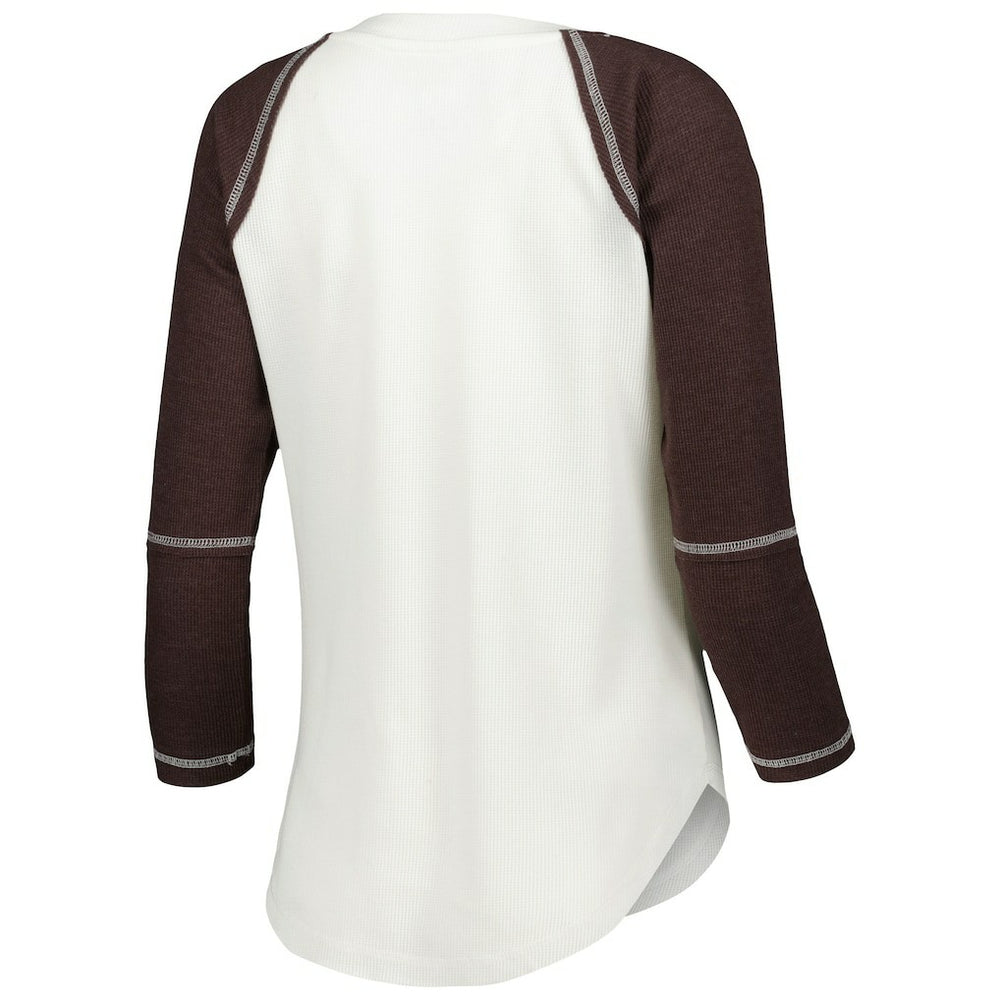 Touch Women's Rebel Raglan Tri-Blend 3/4-Sleeve Lace-Up V-Neck T-Shirt - Cleveland Browns