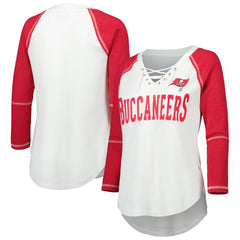 Touch Women's Rebel Raglan Tri-Blend 3/4-Sleeve Lace-Up V-Neck T-Shirt - Tampa Bay Buccaneers
