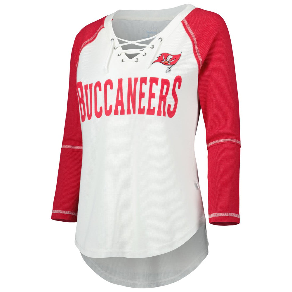 Touch Women's Rebel Raglan Tri-Blend 3/4-Sleeve Lace-Up V-Neck T-Shirt - Tampa Bay Buccaneers