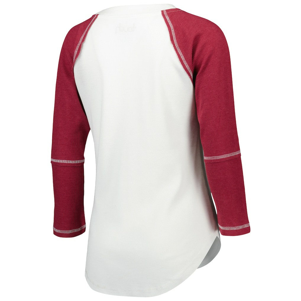 Touch Women's Rebel Raglan Tri-Blend 3/4-Sleeve Lace-Up V-Neck T-Shirt - Washington Commanders