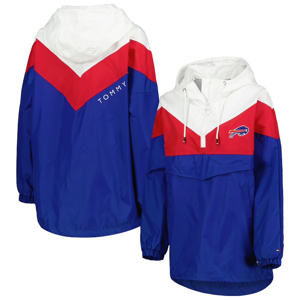 Tommy Hilfiger Women's Staci Half-Zip Hoodie Windbreaker Jacket - Buffalo Bills