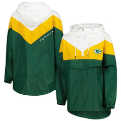 Tommy Hilfiger Women's Staci Half-Zip Hoodie Windbreaker Jacket - Green Bay Packers
