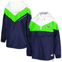 Tommy Hilfiger Women's Staci Half-Zip Hoodie Windbreaker Jacket - Seattle Seahawks