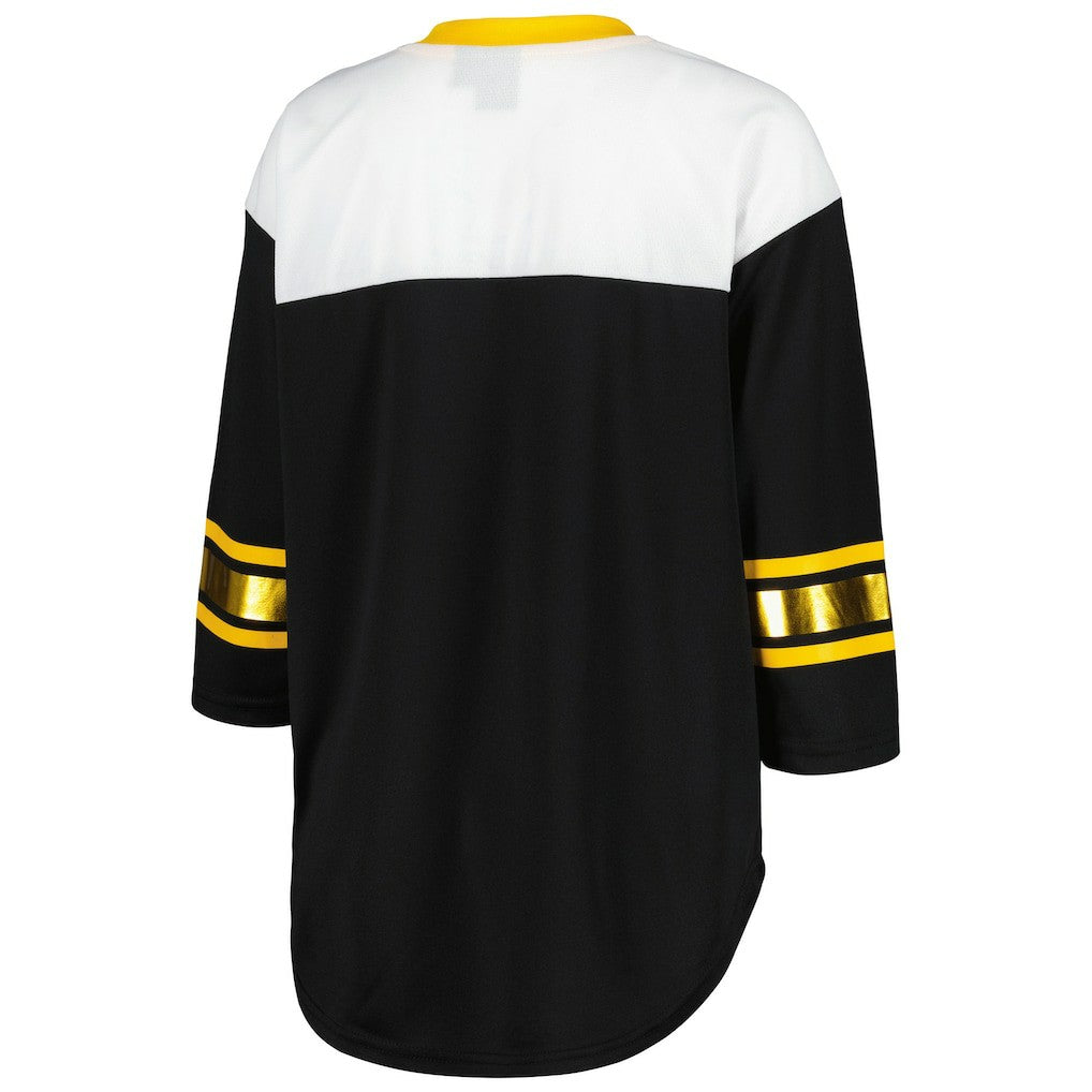 G-III 4Her by Carl Banks Women's Double Team 3/4-Sleeve Lace-Up T-Shirt - Pittsburgh Steelers
