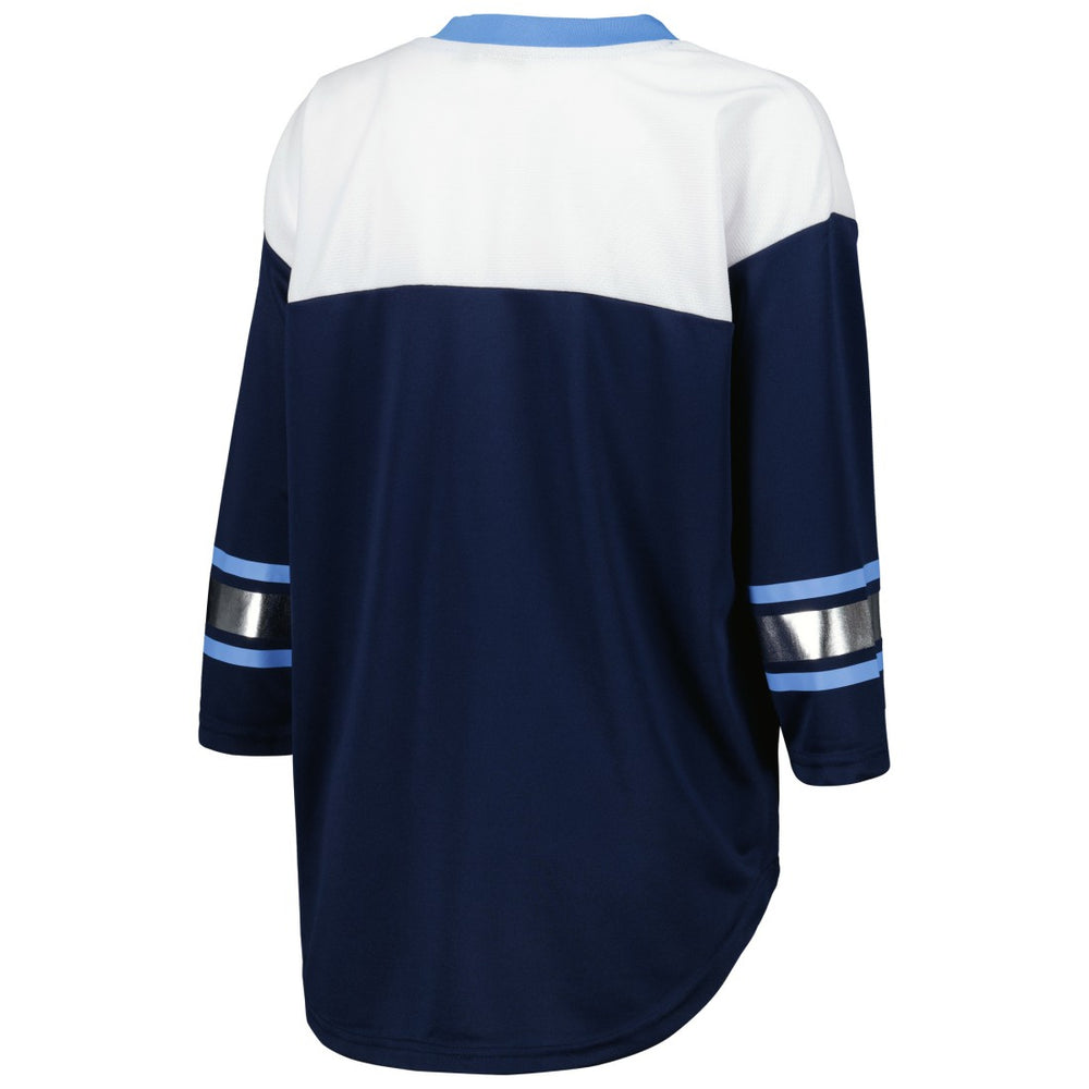 G-III 4Her by Carl Banks Women's Double Team 3/4-Sleeve Lace-Up T-Shirt - Tennessee Titans