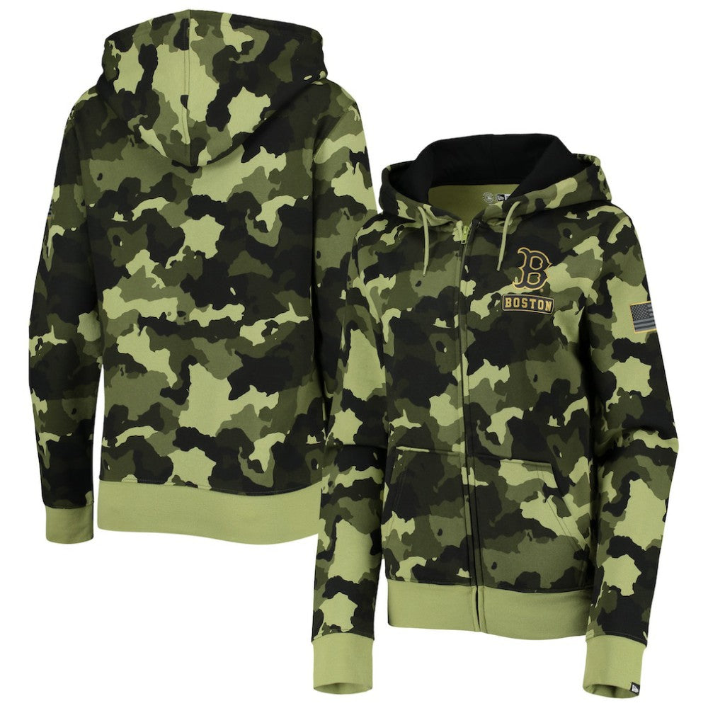 MLB Boston Red Sox New Era Women's 2022 MLB Armed Forces Day Camo Full-Zip Hoodie
