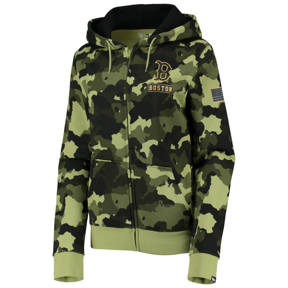 MLB Boston Red Sox New Era Women's 2022 MLB Armed Forces Day Camo Full-Zip Hoodie