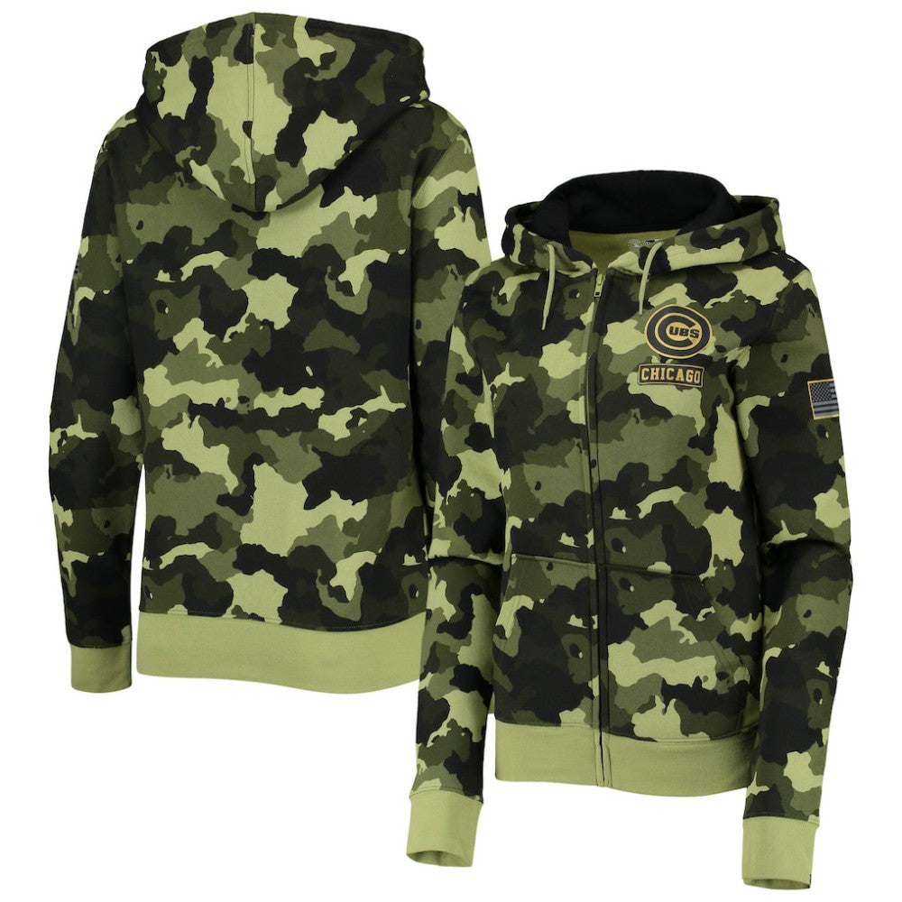 MLB Chicago Cubs New Era Women's 2022 MLB Armed Forces Day Camo Full-Zip Hoodie