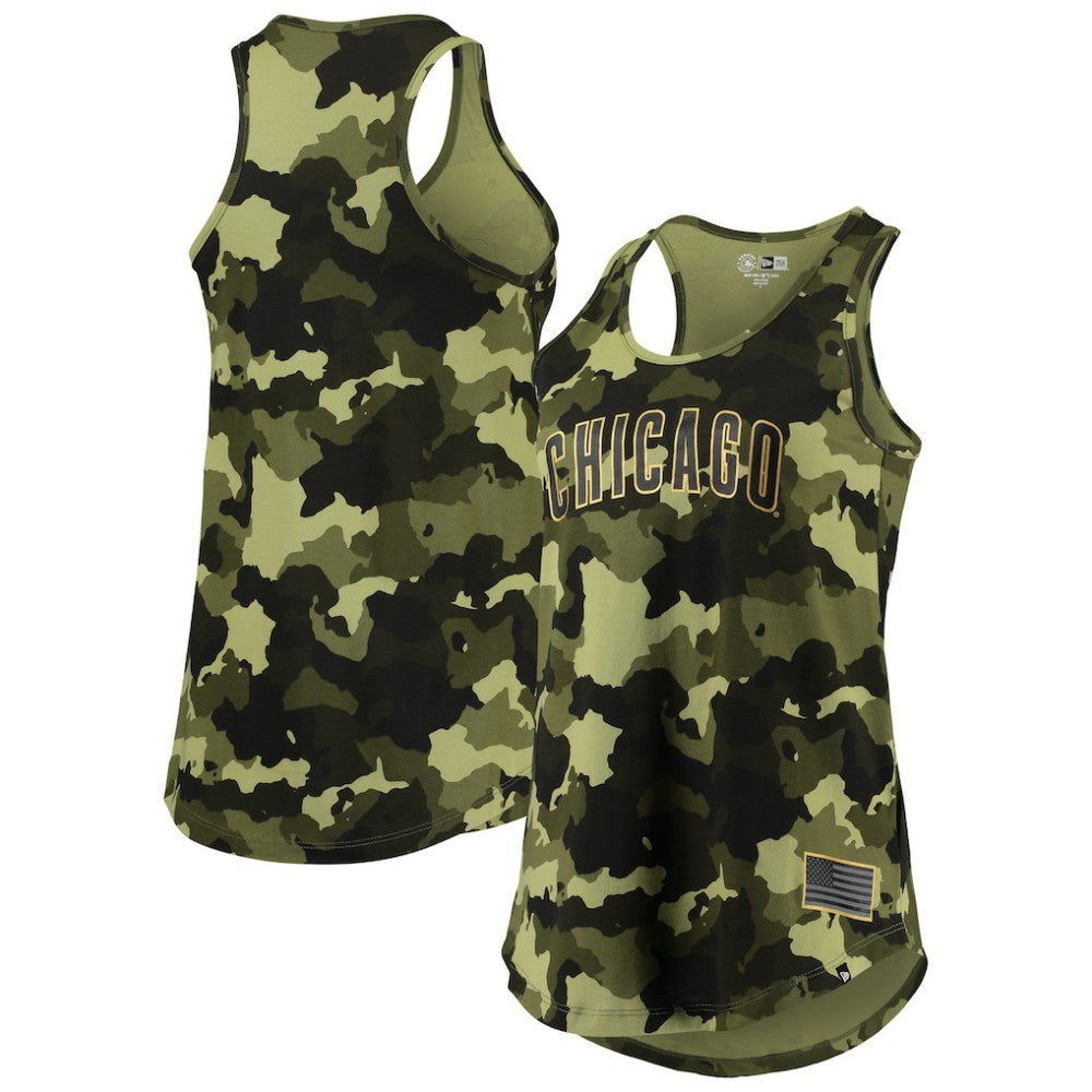 MLB Chicago Cubs New Era Women's 2022 MLB Armed Forces Day Camo Racerback Tank Top
