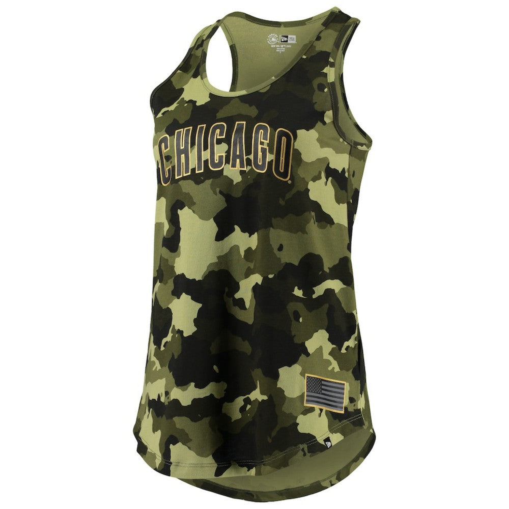 MLB Chicago Cubs New Era Women's 2022 MLB Armed Forces Day Camo Racerback Tank Top