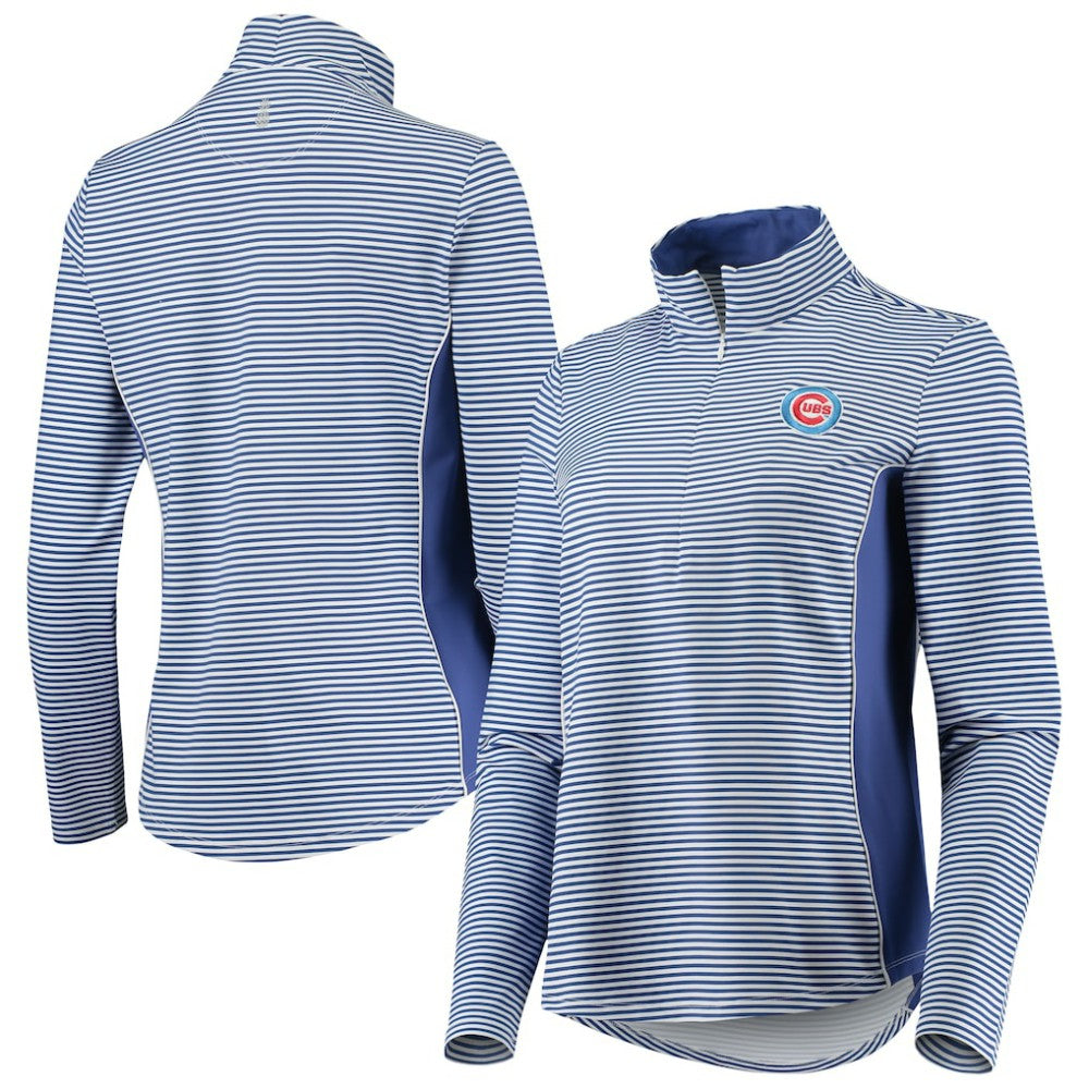 MLB Chicago Cubs Tommy Bahama Women's Aubrey Stripe Block IslandZone Half-Zip Jacket