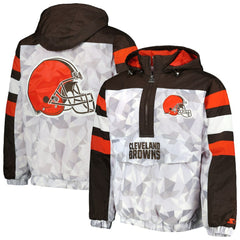 Starter Thursday Night Gridiron Raglan Half-Zip Hooded Jacket - Cleveland Browns