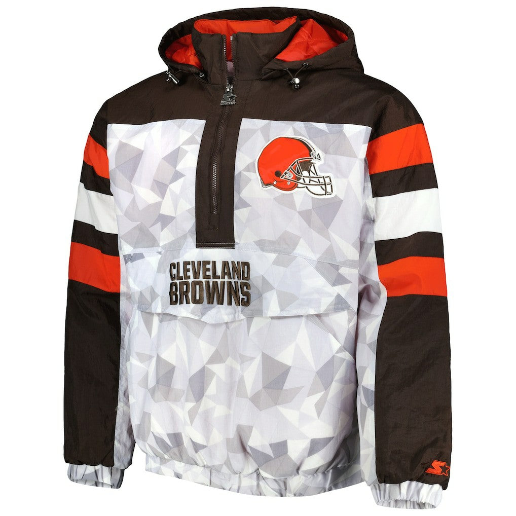 Starter Thursday Night Gridiron Raglan Half-Zip Hooded Jacket - Cleveland Browns