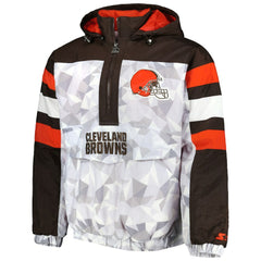 Starter Thursday Night Gridiron Raglan Half-Zip Hooded Jacket - Cleveland Browns