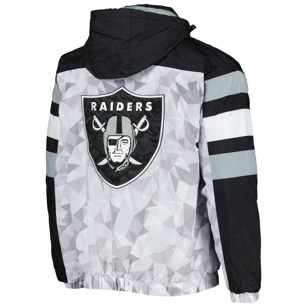 Starter Thursday Night Gridiron Raglan Half-Zip Hooded Jacket - Las Vegas Raiders