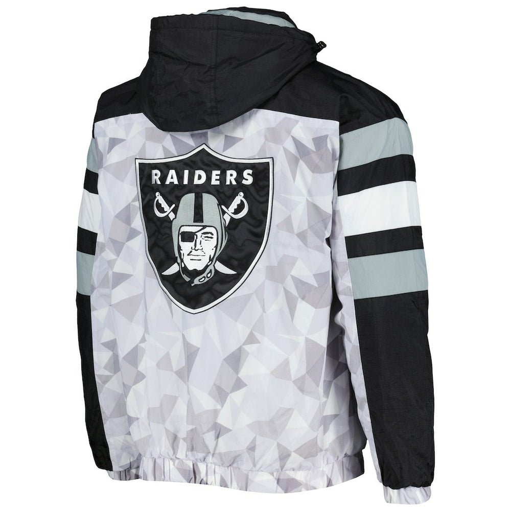 Starter Thursday Night Gridiron Raglan Half-Zip Hooded Jacket - Las Vegas Raiders
