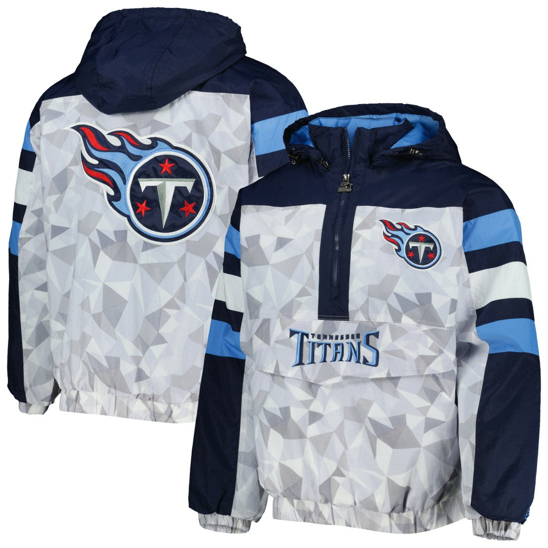 Starter Thursday Night Gridiron Raglan Half-Zip Hooded Jacket - Tennessee Titans