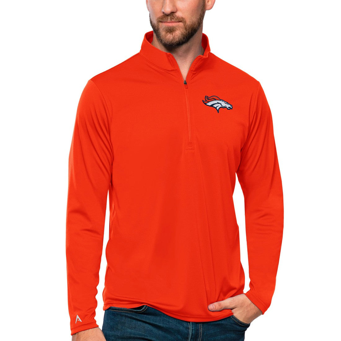 Antigua Tribute Quarter-Zip Lightweight Pullover Top - Denver Broncos