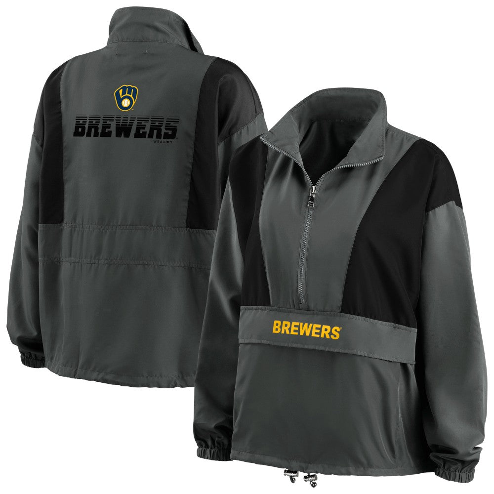 MLB Milwaukee Brewers WEAR by Erin Andrews Women's Packable Half-Zip Jacket