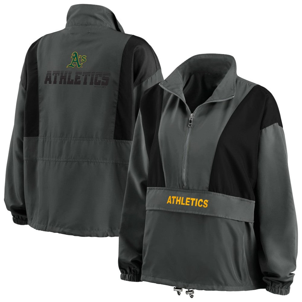 MLB Athletics WEAR by Erin Andrews Women's Packable Half-Zip Jacket