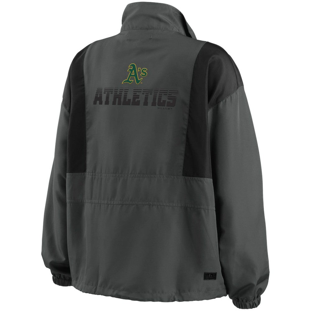 MLB Athletics WEAR by Erin Andrews Women's Packable Half-Zip Jacket