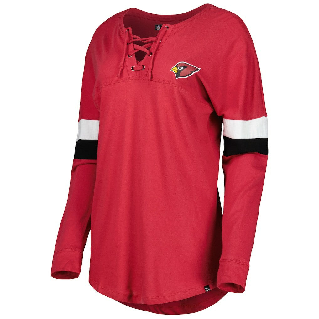 Women's Athletic Varsity Lace-Up Lightweight Long Sleeve T-Shirt - Arizona Cardinals